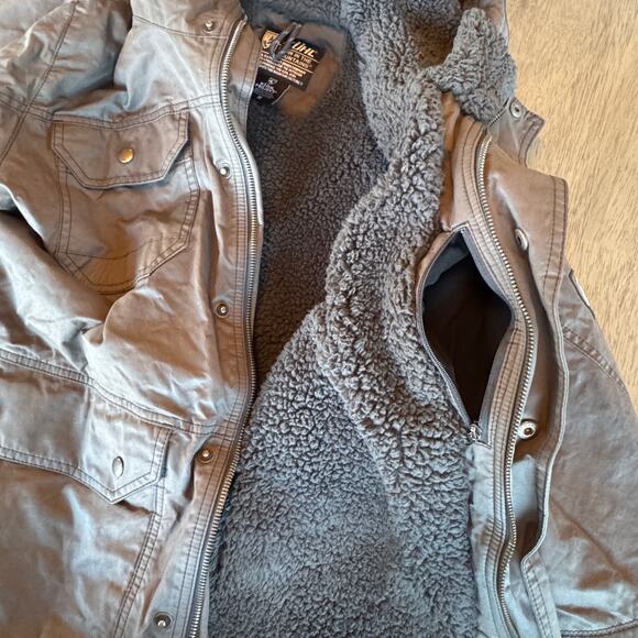 Kuhl Projekt Kollusion Grey Jacket Mens Size M Full Zip Sherpa Lined Field Coat - Picture 12 of 16